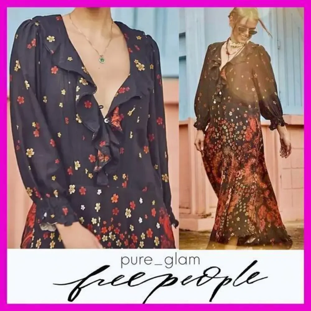 Free People maxi dress floral maxi with ruffles